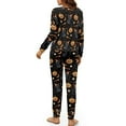 thumbnail image 3 of Renewold Womens Halloween Pajamas Pumpkin Pajama Set Size M Long Sleeve Drawstring Pajamas Black Cat Pajamas Comfy Loungewear Halloween Pjs Nightwear Set 2 Piece, 3 of 7