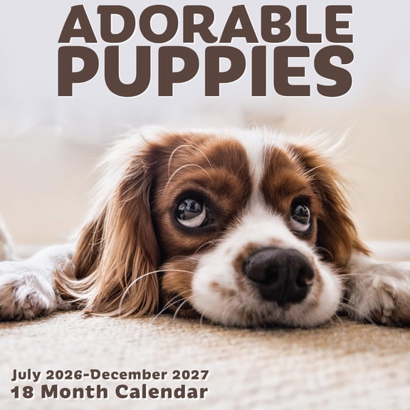 EcoEarth 18-Month Vertical Wall Calendar, Adorable Puppies, 11" x 17" Open, 2026 - 2027