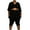 Black, variant on Wyongtao Women's 2 Piece Outfits Plus Size Casual Short Sleeve Boho Ruffle Crop Top Bodycon Capris Pants Set Tracksuits,White XL