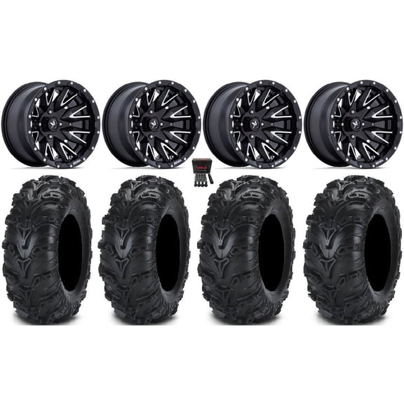 MSA Creed 14" Wheels Machined 28" Mud Lite II Tires Yamaha Viking Wolverine YXZ1000R CFMoto ZForce 950 UForce 1000