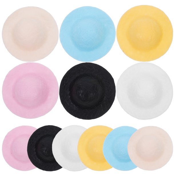 24 mini sombreros de paja de simulación para decorar muñecas con plantas suculentas.