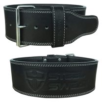 Powerlifting Belt for Weight Lifting - 4" Wide by 10mm Thick - Single Prong Heavy Duty Adjustable Weightlifting Belt, High Grade Leather - BOLT Black Large