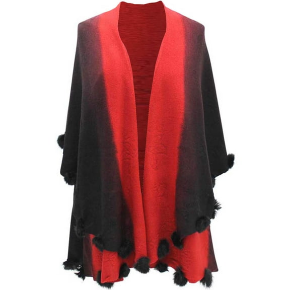 Red & Black Two-Tone Versatile Shawl Wrap
