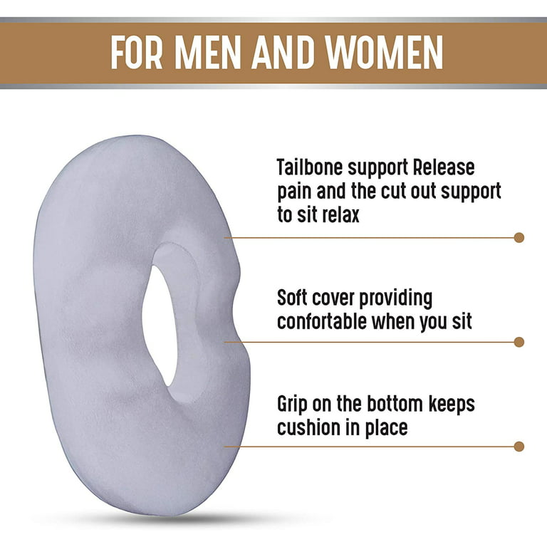 Donut Pillow, Tailbone Pain Relief, Hemorrhoid & Postpartum Cushion for Men  and Women, Helps Ease Discomfort from Tailbone, Hemorrhoids, Pregnancy