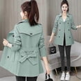 thumbnail image 2 of Spring Autumn Trench Coat Women Clothes Slim Long-sleeved Short Windbreaker With Belt Casual Outwear Female Tops Lining, 2 of 4