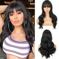 thumbnail image 2 of LHWEN Long Curly Hair Wig Lace Inner Net Wig Air Bangs Long Curly Hair Water Ripple Wig Headgear Beauty Salon Straight Hair Fun Lace Wavy Curls Braided Hair Synthetic Hair bohon Perfect, 2 of 4