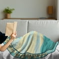 thumbnail image 3 of Dolphin Soft Flannel Fleece Throw Blanket, Aquatic Mammal Jumping out of the Sea the Sun Behind Its Back Frame, Cozy Plush for Indoor and Outdoor Use, 50" x 60", Teal Yellow Black, by Ambesonne, 3 of 5
