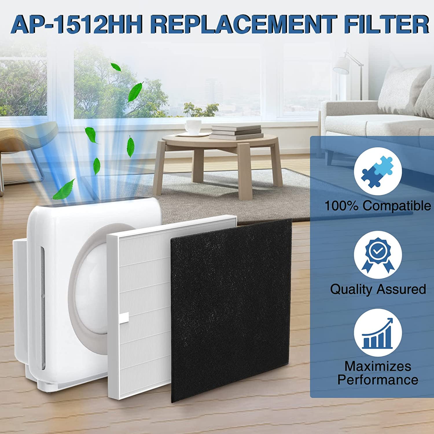 AP-1512HH Air Purifier Replacement Filter Set for Coway Airmega AP-1512HH and and Airmega 200M air Purifier, 2 HEPA and 6 Carbon Filters