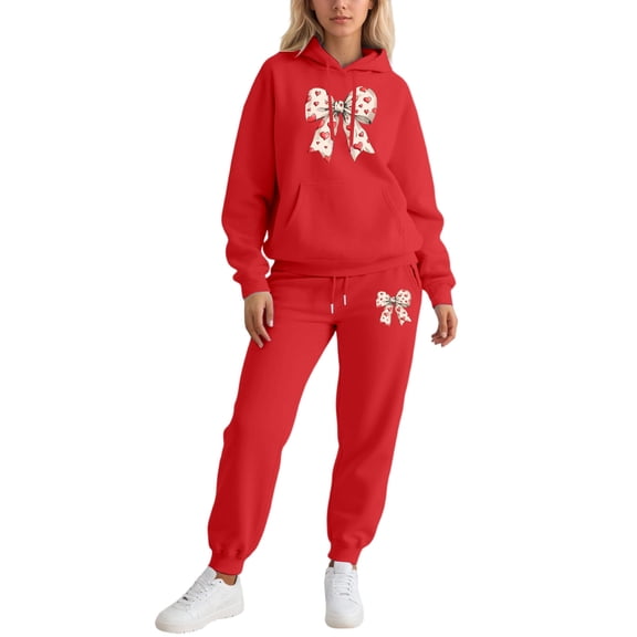 Valentine's Day Sweatsuits Women 2 Piece Outfit Jogger Set Y2K Cute Hoodie and Pants Tracksuit Set Trouser Suit Casual Leisure Suit Fitness Set Sports Suit Sportswear