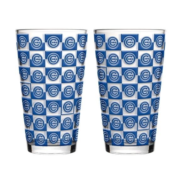 Logo Brands Chicago Cubs Two-Pack Gridiron Stained 16oz. Pint Glass Set