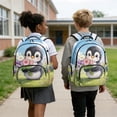 thumbnail image 2 of Yspwyqan Backpack Set with Lunch Box and Pencil Case, 4Pcs 600D Polyester Lightweight Backpack Set for School Elementary Middle High School Penguin Floral Travel Daypack, 2 of 7