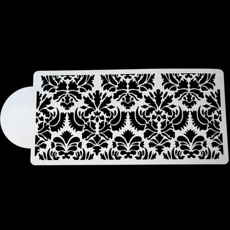 

YUEHAO Cake Mould Baking Tool Side Decor Mould Damask Lace Flower Border Fondant Cake Stencil embossing mold whit White