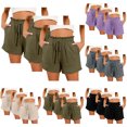 thumbnail image 4 of YYDGH 3 Pack Linen Shorts for Women Drawstring High Waisted Casual Summer Pull On Loose Fit Beach Vacation Shorts with Pockets, 4 of 4
