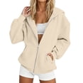 thumbnail image 2 of YanHoo Women's Fall Zip Up Hoodies Sweatshirts | Comfy Fleece Lined, Long Sleeve Pockets, Drawstring Hooded, Loose Fit, Fashion Y2K, Track Jackets, Spring Winter Clothing, 2 of 7