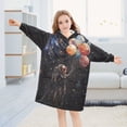 thumbnail image 5 of FORMRS Wearable Blanket Hoodie with Sleeves for Kids Cozy Flannel Sweatshirt, Black Watercolor Space, 5 of 7
