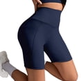 thumbnail image 6 of IWRICH Women's Biker Shorts with Pockets High Waist Yoga Shorts Running Gym Workout Leggings Navy XL, 6 of 6
