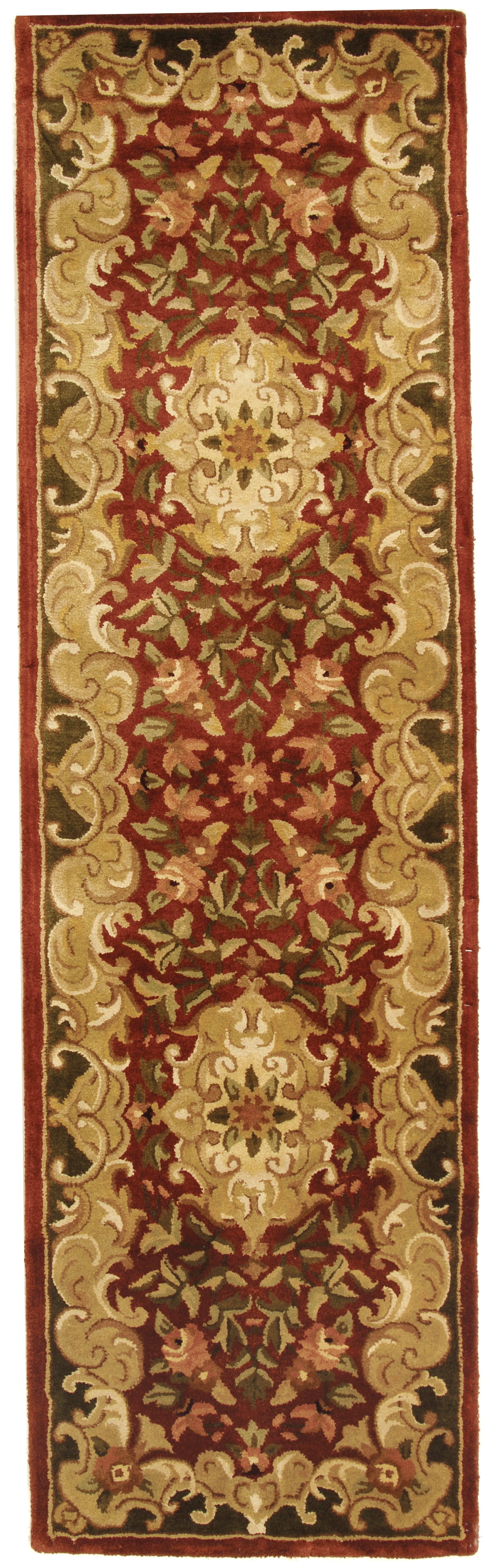 SAFAVIEH Classic Chedomir Floral Wool Runner Rug, Rust/Green, 2'3" x 8'