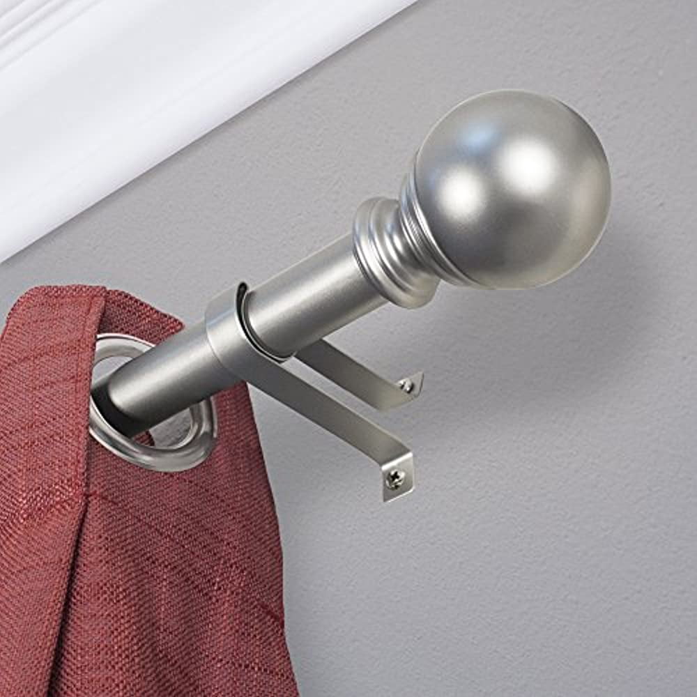Decopolitan 1" Diameter Ball Telescoping Drapery Rod Set 18-36" Silver