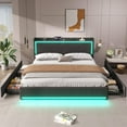 thumbnail image 3 of Amuzer King Size Bed Frame with Charging Station and Lights, Upholstered Platform Bed Frame with Drawers, Gray, 3 of 6