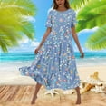 thumbnail image 2 of Drses Women's Casual Dresses Women's Flower Printing Casual Short Sleeve Crewneck Dress Casual Flowy Tiered Maxi Beach Dress Short Sleeve Dress for Women Summer, 2 of 6