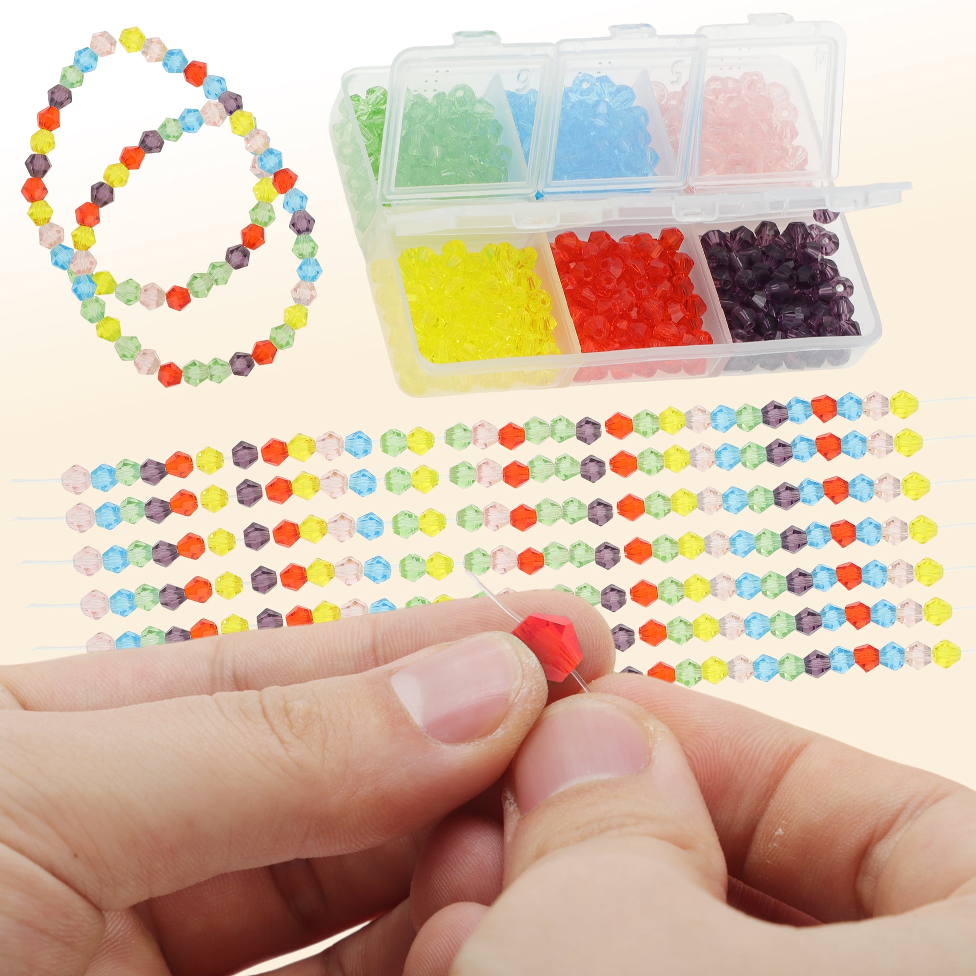 Unique Bargains 600 Pcs 4mm Glass Beads for Jewelry Making DIY Crafts Assorted Color