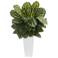 thumbnail image 2 of Maranta Artificial Plant in White Tower Vase by Nearly Natural, 2 of 2