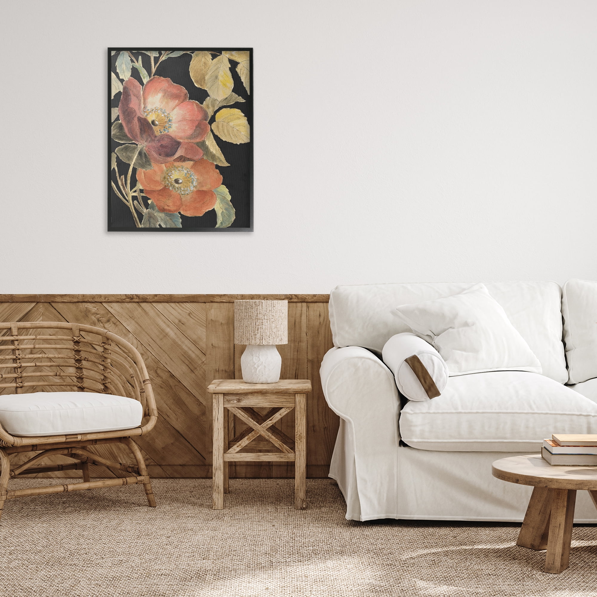Stupell Industries Red Flower over Black Black Framed Giclee Art, design by Lanie Loreth