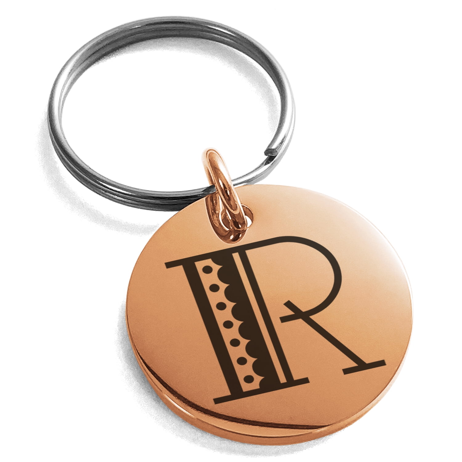 Stainless Steel Letter R Initial Metro Retro Monogram Engraved Small ...
