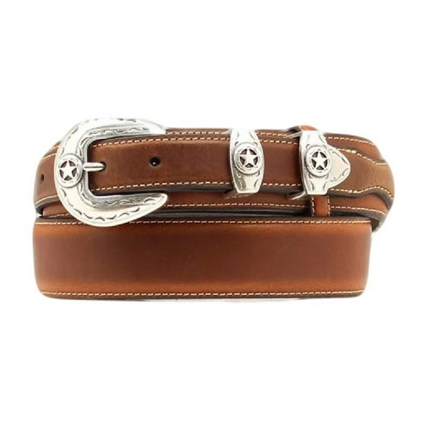 Nocona Nocona Western Belt Mens Leather Ranger Star Concho Mocha