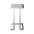 thumbnail image 4 of Inspired Home Noelani End Table Hight Gloss Lacquer Finish Top Polished Stainless Steel Base, Light Grey/Chrome, 4 of 9