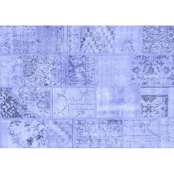 Ahgly Company Machine Washable Indoor Rectangle Patchwork Blue Transitional Area Rugs, 7' x 9'