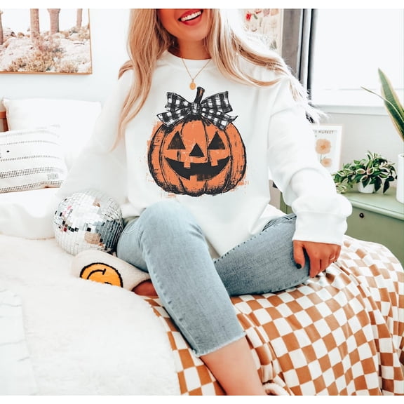 Retro Fall Pumpkin Sweatshirt, Cute Halloween Sweatshirt, Gift For Her