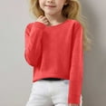 thumbnail image 2 of Rohuuque Girl's Oversized V-Neck Fall Sweaters Kids Long Sleeve Knit Pullover Shirts 11 Years Watermelon Red, 2 of 7