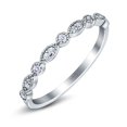 thumbnail image 2 of Simulated Cubic Zirconia Size-5 Half Eternity Marquise Wedding Band 925 Sterling Silver, 2 of 7