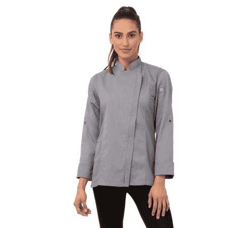 Chef Works Hartford Women's Chef Coat with Cool Vent Side Panels Lightweight Chef Jacket XS Gray