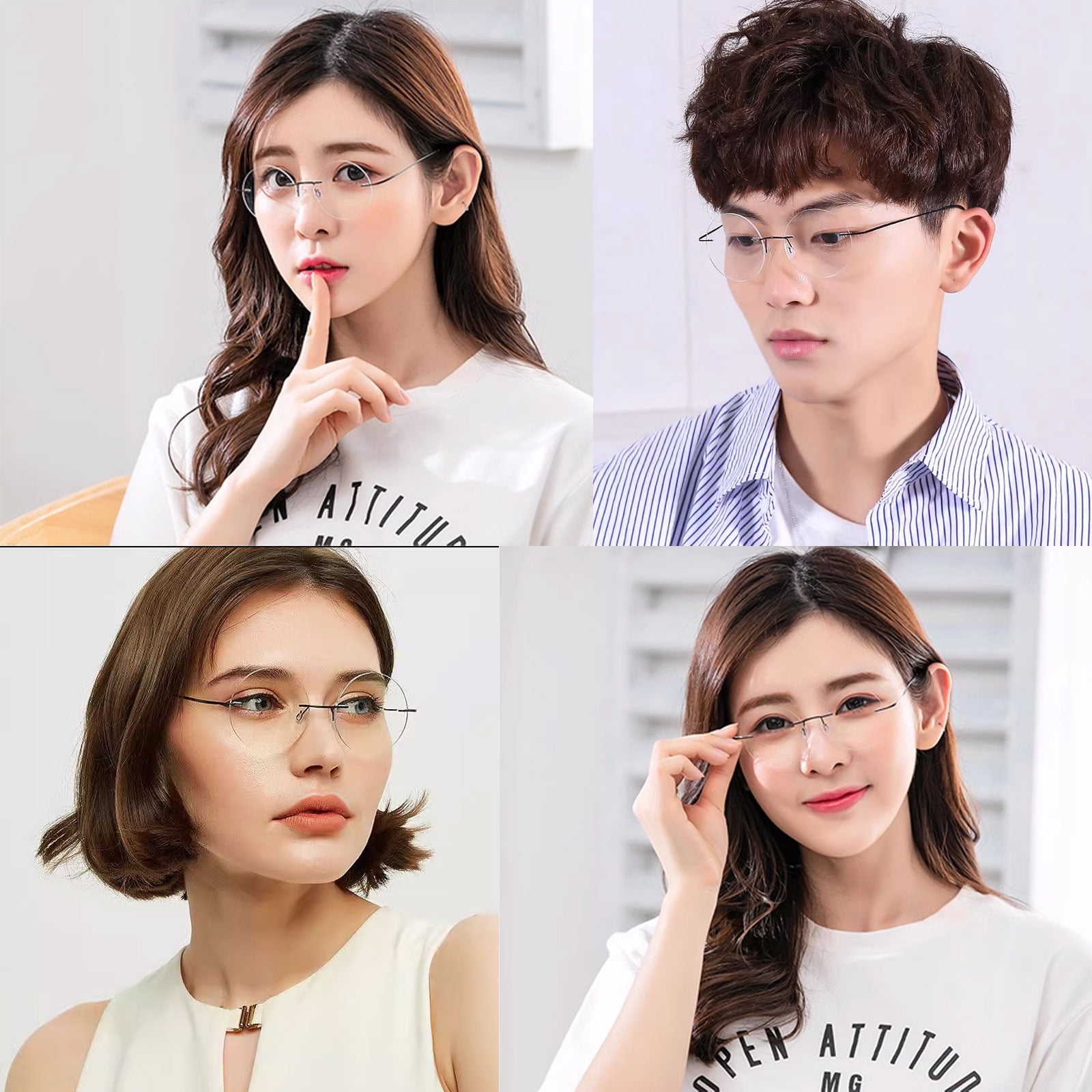 3 Pairs of Steve Jobs 48mm Retro Rimless Blue Light Blocking Oversized Reading Glasses 1.50, Mens Round Presbyopic Glasses Womens Lightweight Flexible Gold Readers +1.50 Strength