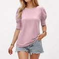 thumbnail image 2 of XIAOCHA Women's Puff Sleeve Round Neck T-Shirt for Everyday Casual Wear and Comfortable Commuting Outfits, 2 of 4