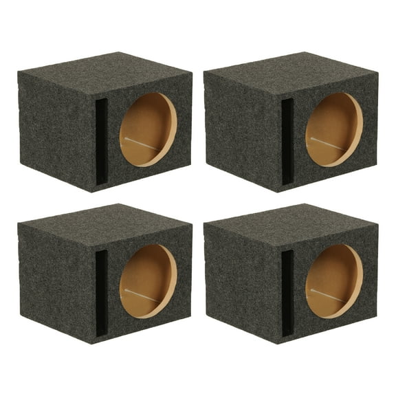 QPower QBASS Dual Vented 12 In Single Subwoofer Enclosure Box, Charcoal (2 Pack)