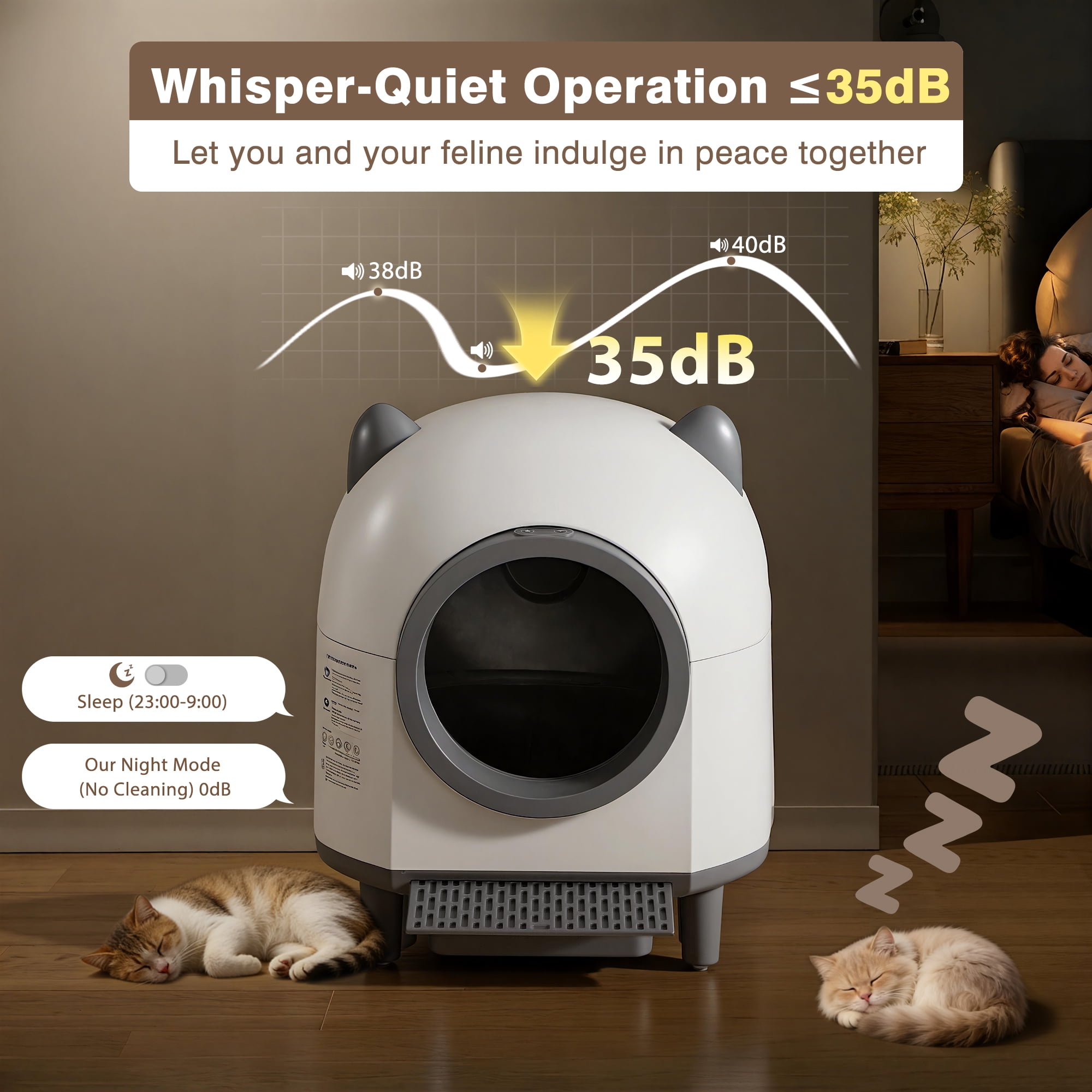 Magic Union Automatic Self Cleaning Cat Litter Box for Multi-Cat Homes, App Remote Control Smart Robot Litter Box w/Multi-Sensor Safety Protection, Comes with 2 Liner Bags and 1 Scent Cartridge