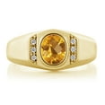 thumbnail image 2 of Gem Stone King Oval Checkerboard Yellow Citrine White Created Sapphire 18K Yellow Gold Plated Silver Men's Ring 1.31 Ct (Size 7), 2 of 6