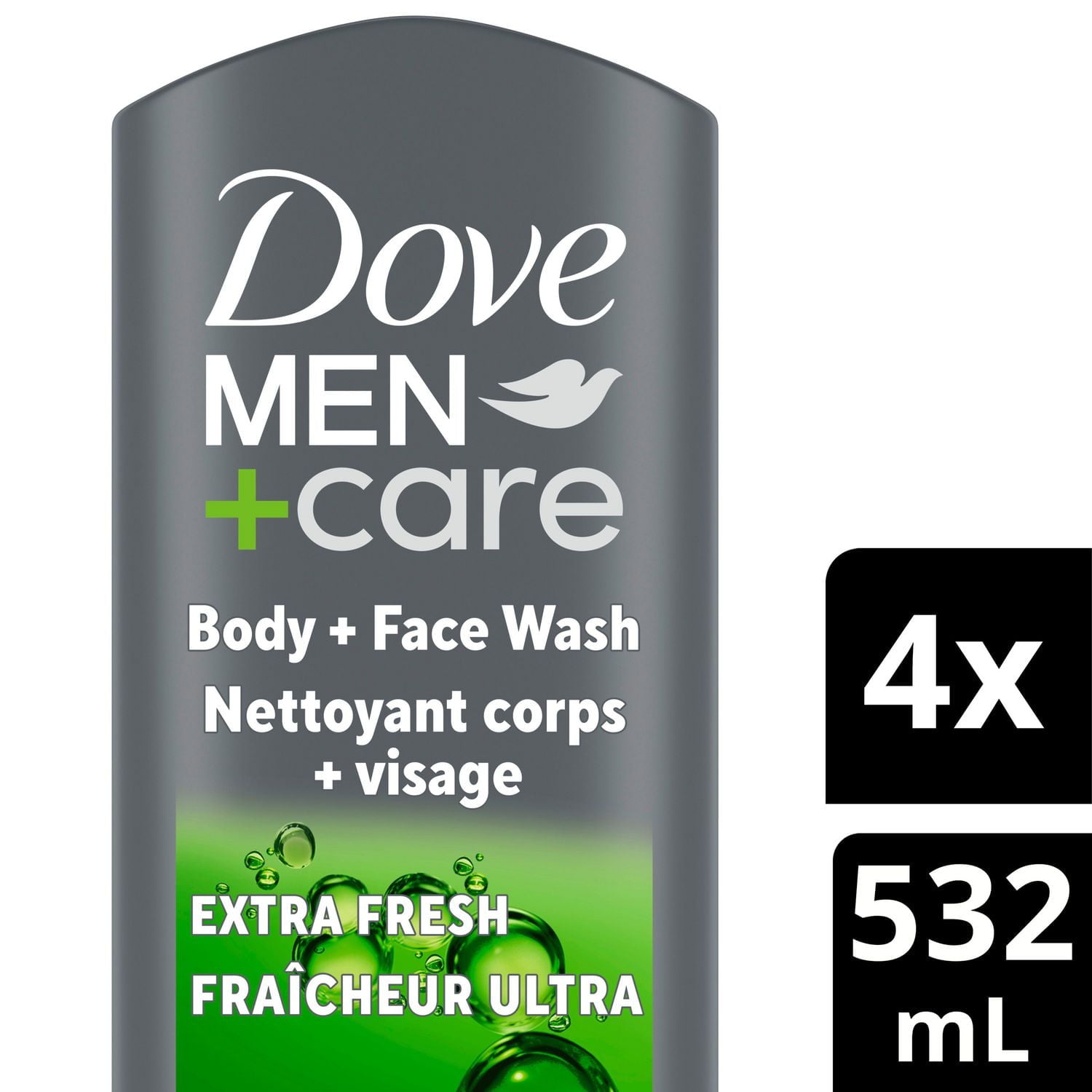 Nettoyant Corps + Visage Dove Men+Care Extra Frais pour hommes avec technologie Micromoisture nourrissante pendant 24 heures, 532mL