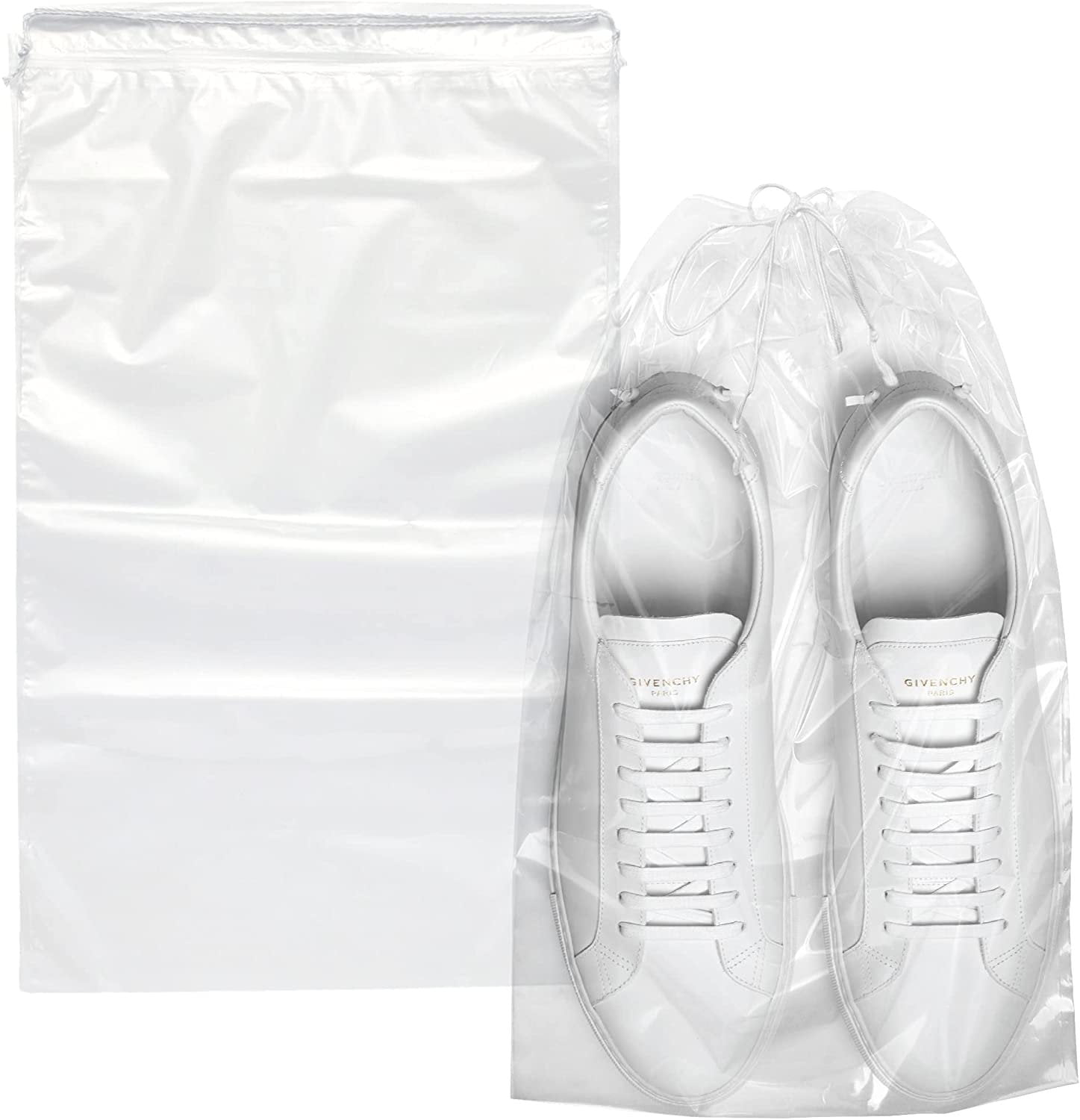 Portable Non-Woven Drawstring Large Shoes Storage Bag Clear Window Shoes Pouch Organizers Black Unaone 8 PCS Travel Shoe Bag 