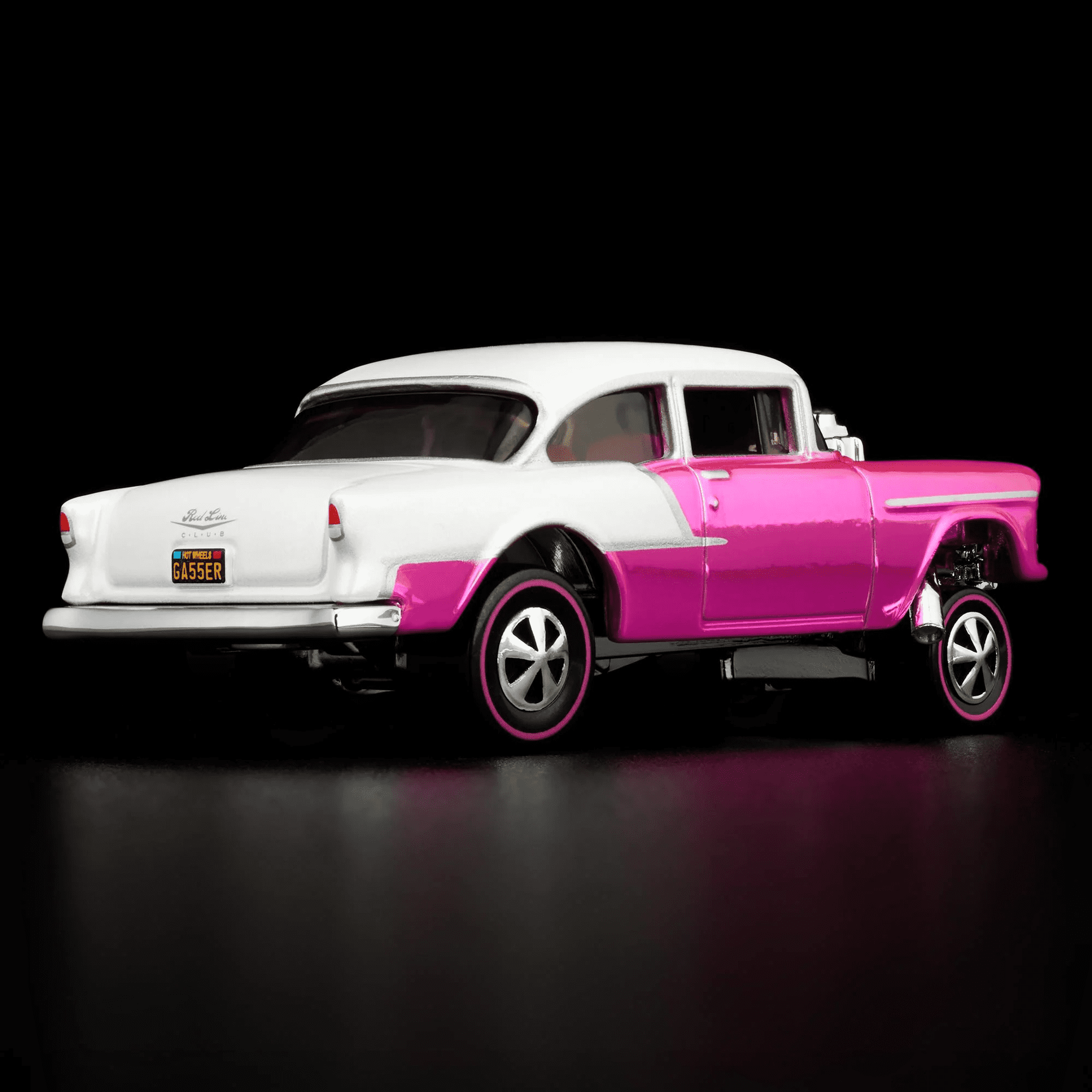Hot Wheels RLC ’55 Chevy Bel Air Gasser – 1:64 Premium Die-Cast Collector Car, Spectraflame Pink, RLC Members Exclusive, LA Convention Car JCP37