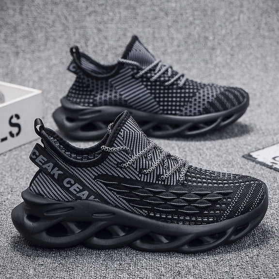 PLERISE Men's Breathable Woven Sneakers, Lightweight Comfortable Running Shoes with Supportive Sole for Walking, Hiking, Gym, and Everyday Casual Wear