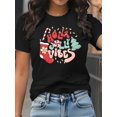 thumbnail image 2 of Woman Christmas Shirt Holly Jolly Vibes Graphic T-Shirt Casual Short Sleeve Top, 2 of 6