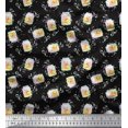 thumbnail image 1 of Soimoi Black polyester Crepe Fabric Swirl & Fruit Jar Kitchen Print Fabric by the Yard 52 Inch Wide, 1 of 3