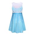 thumbnail image 3 of Gunia Girls Hawaiian Dress Sleeveless Round Neck Floral Printed Casual Home Party Beach Sundress For Toddler Kids Youth Teen Sky Blue Dress For Girls 3-12 Years, 3 of 8