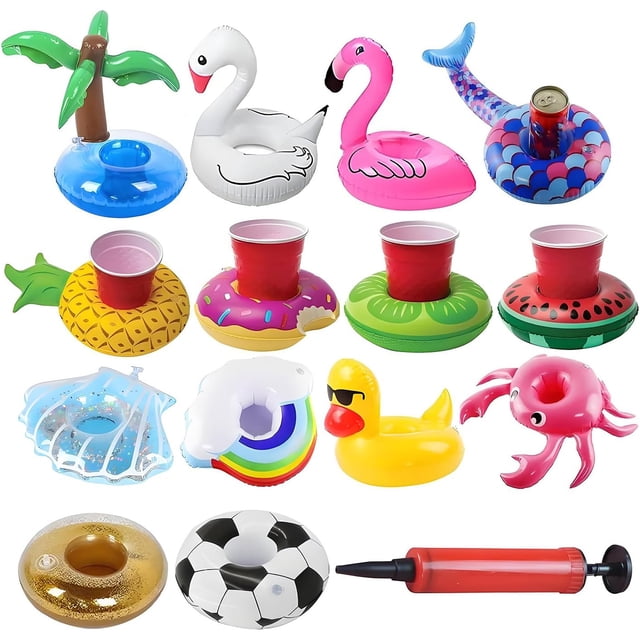 Porta Vasos Inflables Piscinas Alberca, Soportes Flotantes Inflables para Beber con Bomba de Aire, Decoración de Fiesta de Piscina Verano