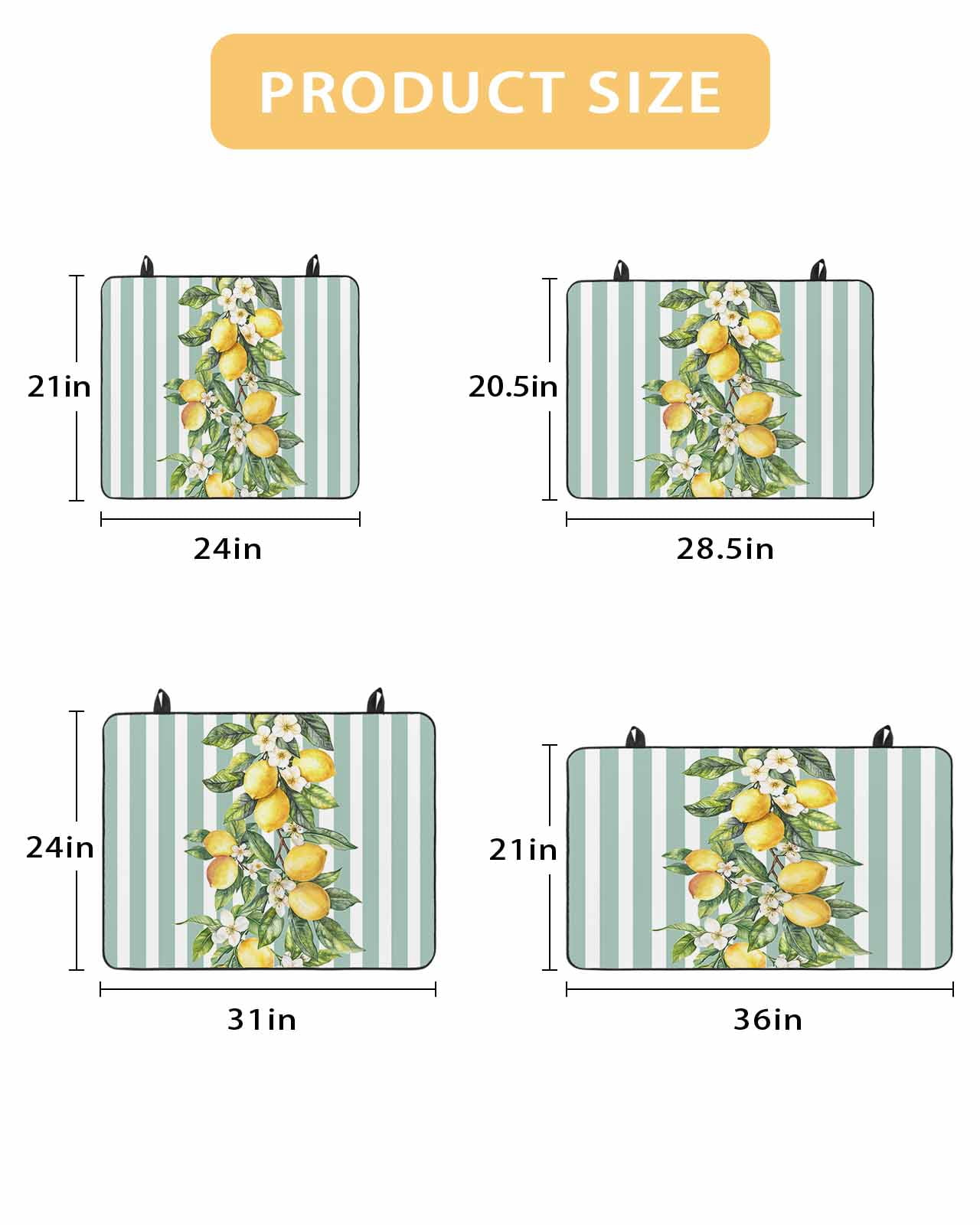 nqOlkjepod Large Induction Cooktop Protector Mat 28.5"x20.5", Aqua Stripes Lemon Stove Top Covers for Electric Stove, Spring Botanical Plant Vertical Line Stove Burner Cover Mats Stove Cover