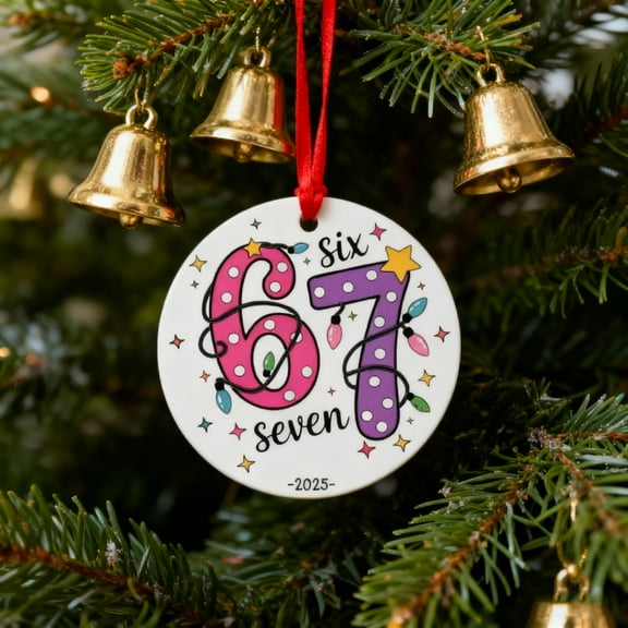 67 Christmas Ornament Keepsake Funny Six Seven Ornament Christmas Ornament with Santa Hat Gifts for Christmas
